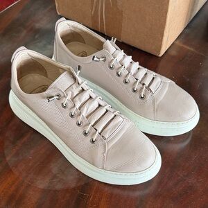 Women's Beige Leather Sneakers